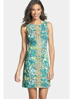 Lilly Pulitzer Ember Sea Oat Blue Multi Lace Shift Dress 8 Resortwear Beach